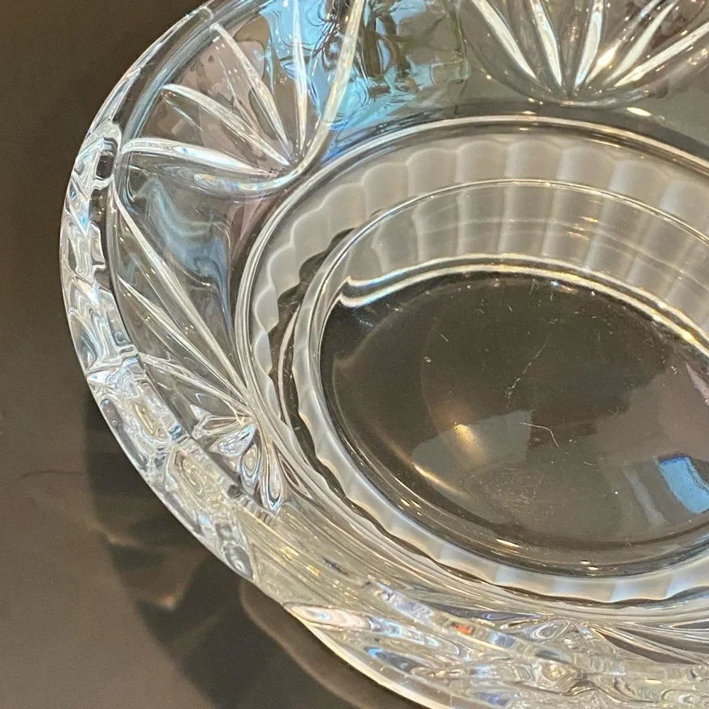 Vintage Stunning Crystal Footed with Geometric Design Candy Dish, 8